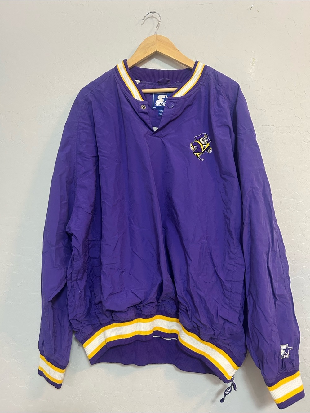 VTG 90s East Carolina Pirates Starter Pullover Jacket Mens XXL Purple Sideline